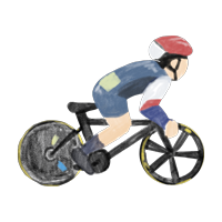自転車を漕いでいる競輪選手